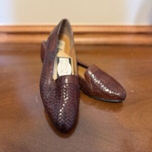 VTG Basic Editions Women's (9.5M) Woven Slip-On Brown Leather Loafers Brazil NWT